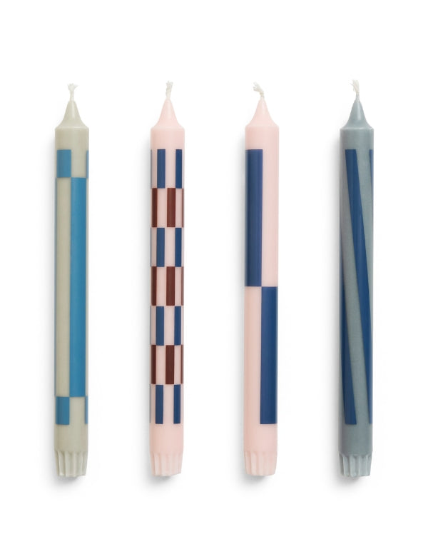 Velas Pattern Rosa e Azul - Conjunto de 4