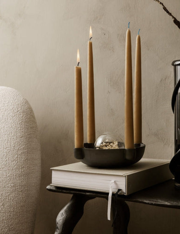 Bowl Candle Holder — Medium, Black Aluminum