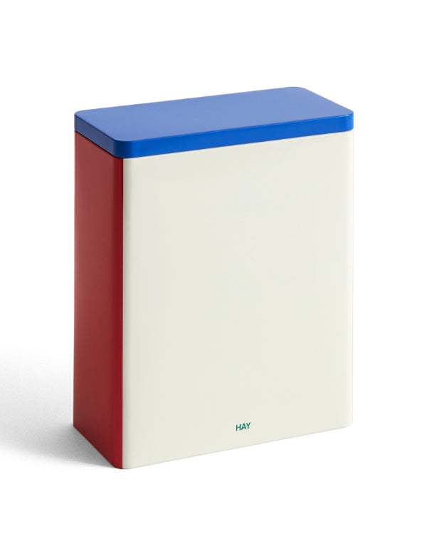 Tin Container - White, blue and red