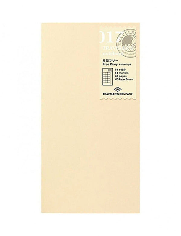 Recarga Traveler's Notebook Regular 017, Agenda Livre (Mensal)