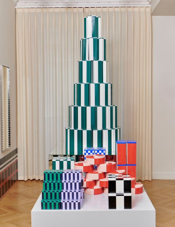 Tin Container - Green and Blue