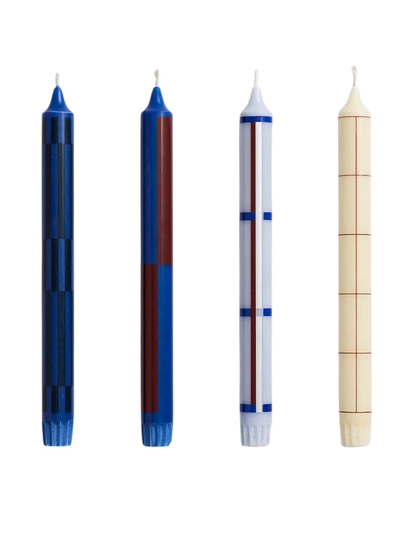 Velas Pattern Azul e Cinzento - Conjunto de 4