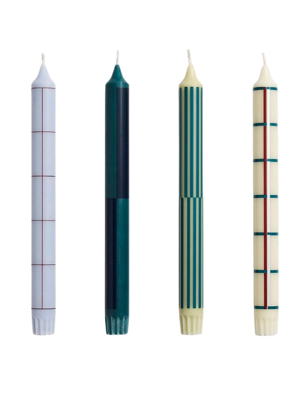 Velas Pattern Verde e Cinzento - Conjunto de 4