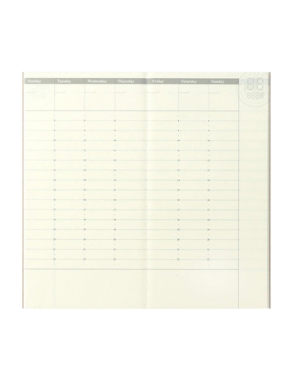Recarga Traveler's Notebook Regular 018, Agenda Semanal Livre (Vertical)