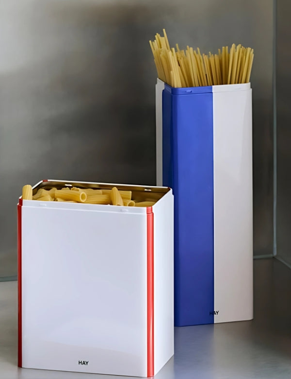 Tin Container Slim - Blue and white