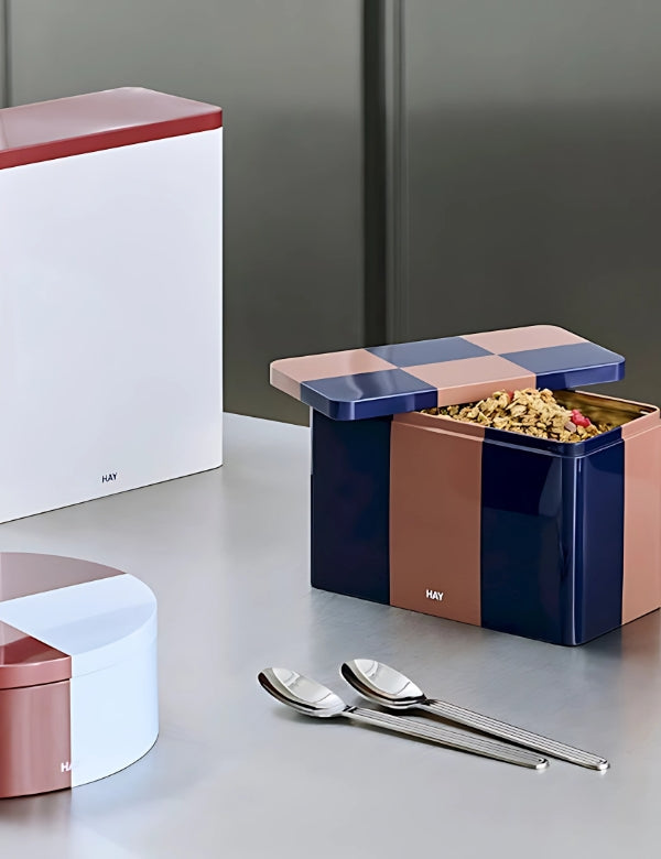 Tin Container Small - Brown and Midnight blue