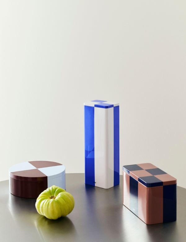 Tin Container Slim - Blue and white