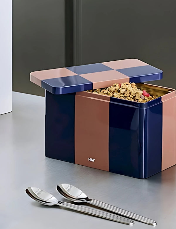 Tin Container Small - Brown and Midnight blue