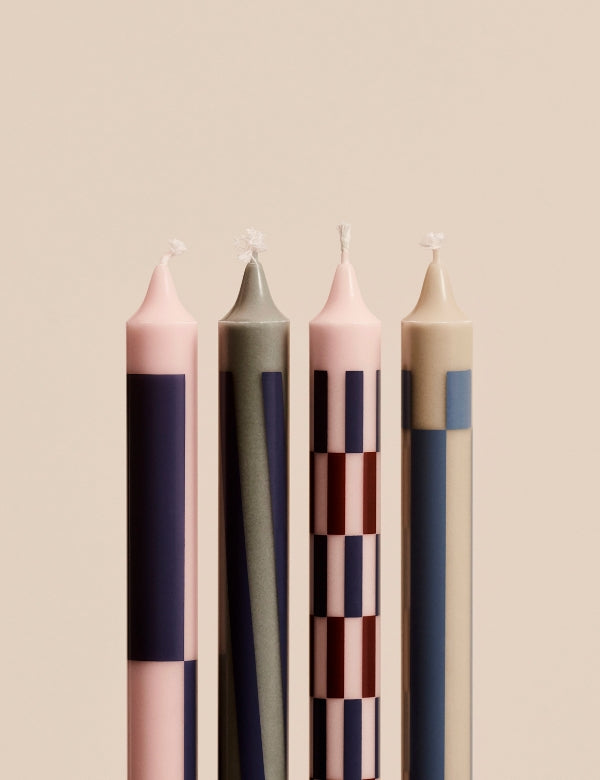 Velas Pattern Rosa e Azul - Conjunto de 4