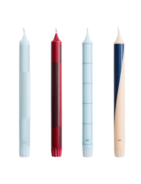 Pattern Candles blues and bordeaux- Set of 4