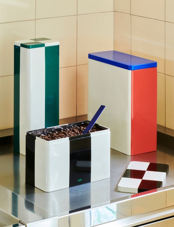 Tin Container - White, blue and red