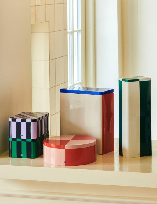 Tin Container - Green and Blue