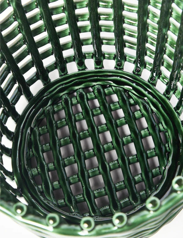 Green Ceramic Basket — Small