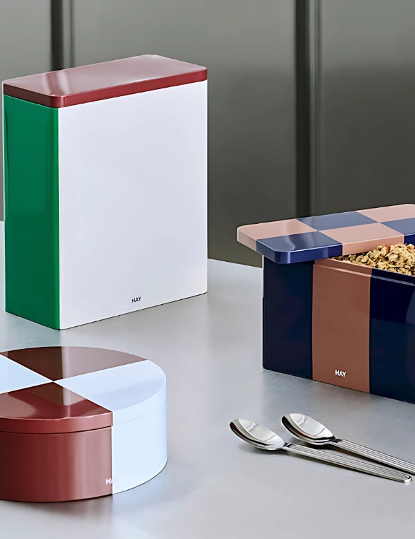 Tin Container - Burgundy and ice blue