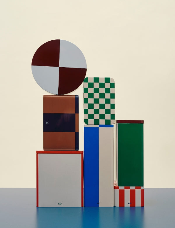 Tin Container Slim - Blue and white