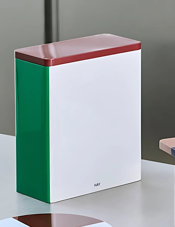 Lata Tin - branco, vermelho escuro e verde
