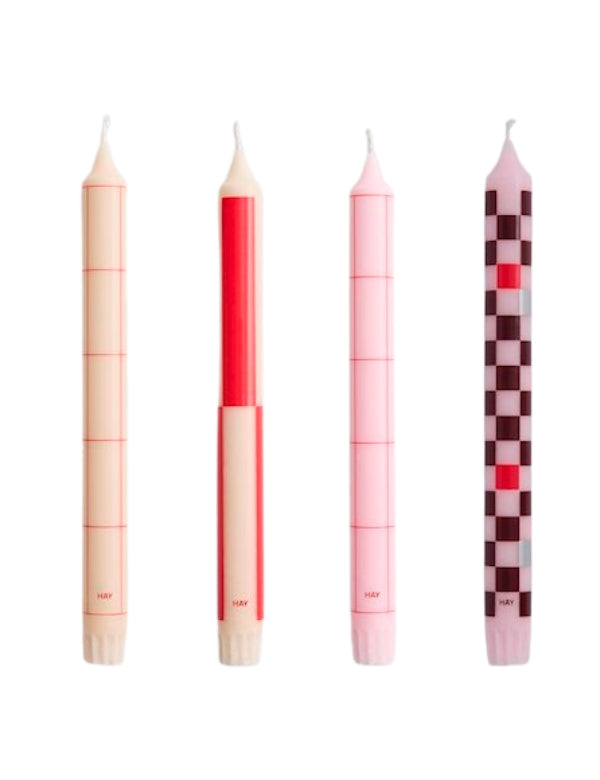 Pattern Candles reds and bordeaux- Set of 4